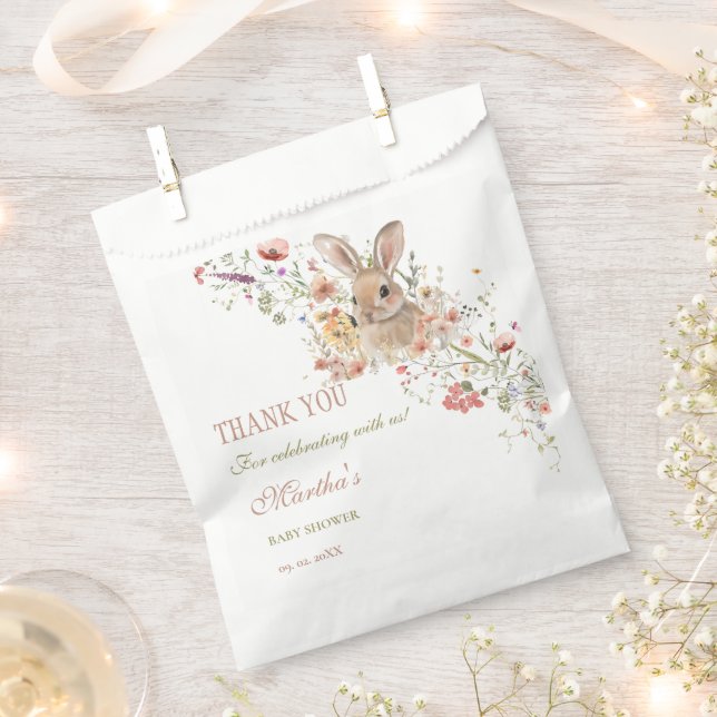 Somebunny on the way Easter Wildflower baby Shower Favour Bag (Clipped)