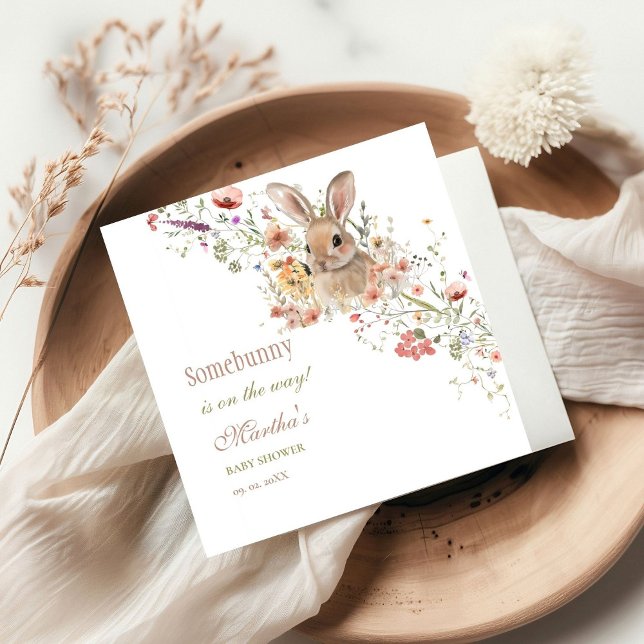 Somebunny on the way Easter Wildflower baby Shower Napkin (Creator Uploaded)