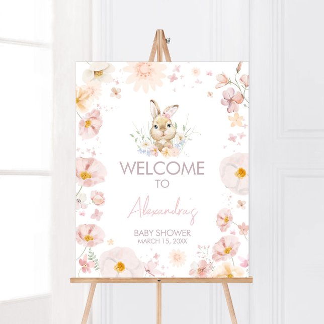 Somebunny Rabbit Baby Shower Welcome Poster (Rabbit Somebunny Baby Shower Welcome Sign)