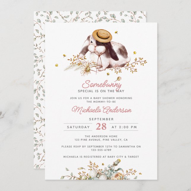 Somebunny Special On The Way Bunny Baby Shower Invitation (Front/Back)