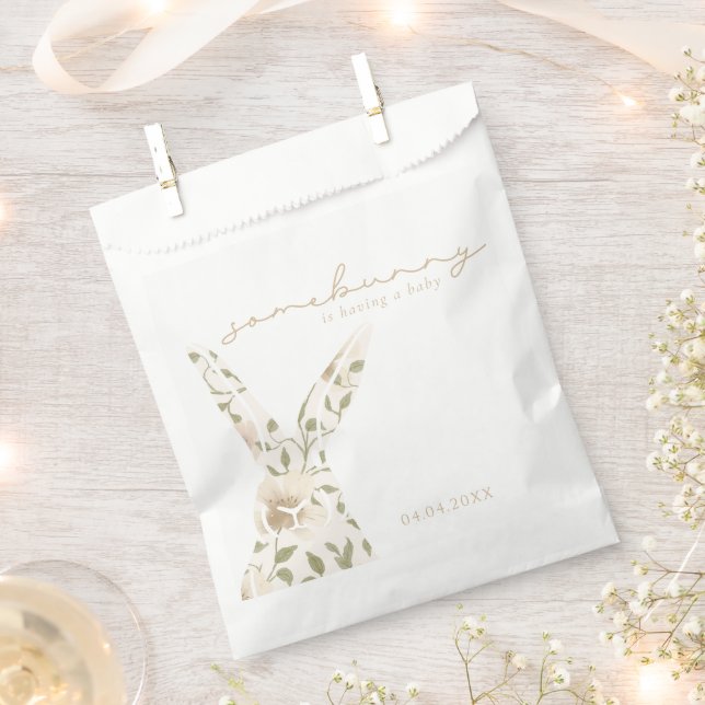 Somebunny Spring Easter Floral Baby Shower Favour Bag (Clipped)