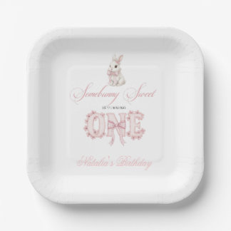 Somebunny Sweet 1st Birthday Spring Floral Invitat Paper Plate
