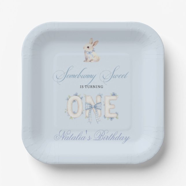 Somebunny Sweet 1st Birthday Spring Floral Invitat Paper Plate (Front)