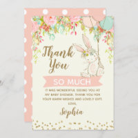 Somebunny Sweet Bunny Baby Shower Thank you Card
