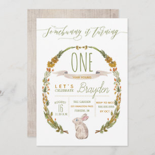 Somebunny WoodlandFirst Birthday Party Invitations