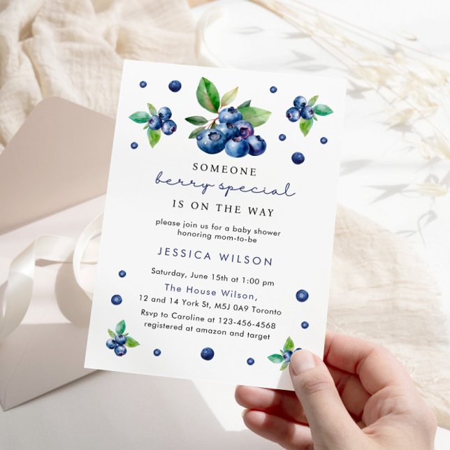 Someone Berry Special Baby 1st Birthday Blueberry Invitation (Creator Uploaded)