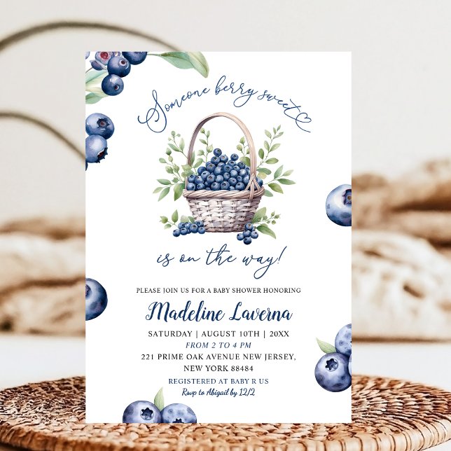 Someone Berry Sweet Blueberry Baby Shower Invitation (Creator Uploaded)