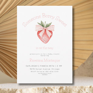 Someone Berry Sweet Clean Strawberry Baby Shower  Invitation