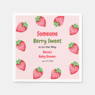 Someone Berry Sweet Pink Strawberry Baby Shower  Napkin