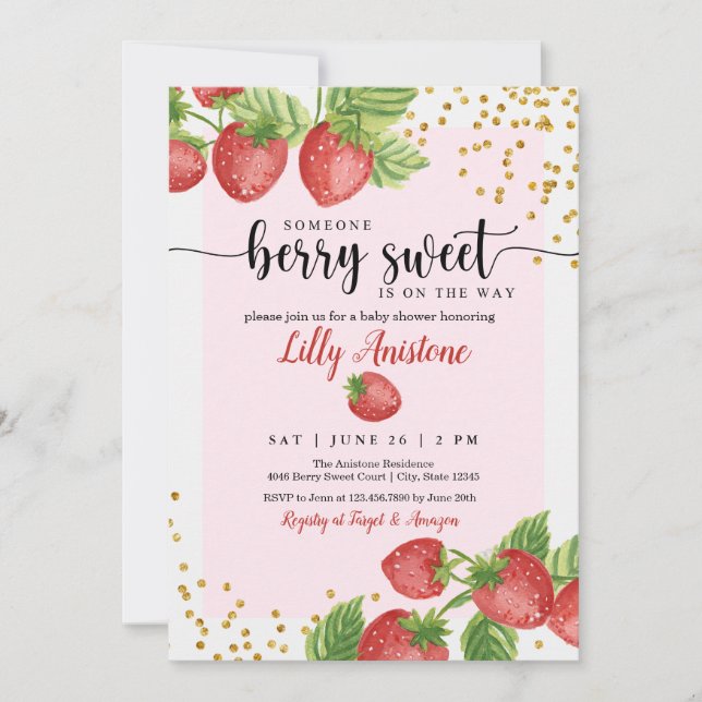 Someone Berry Sweet Strawberry Baby Shower Invitation (Front)