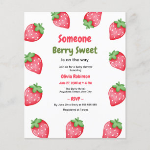 Someone Berry Sweet Strawberry Baby Shower Invite Flyer