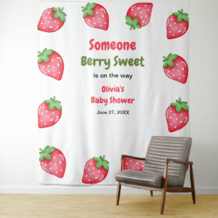 Someone Berry Sweet Strawberry Baby Shower Tapestry