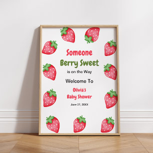 Someone Berry Sweet Strawberry Baby Shower Welcome Poster