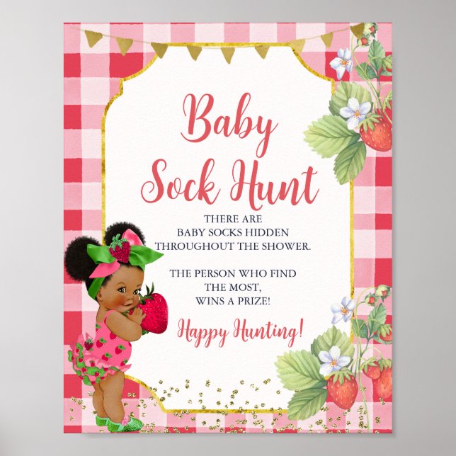 Someone Berry Sweet Strawberry Baby Sock Hunt Poster (Front)