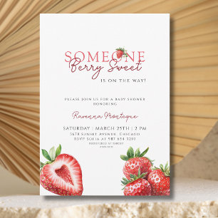 Someone Berry Sweet Strawberry Elegant Baby Shower Invitation