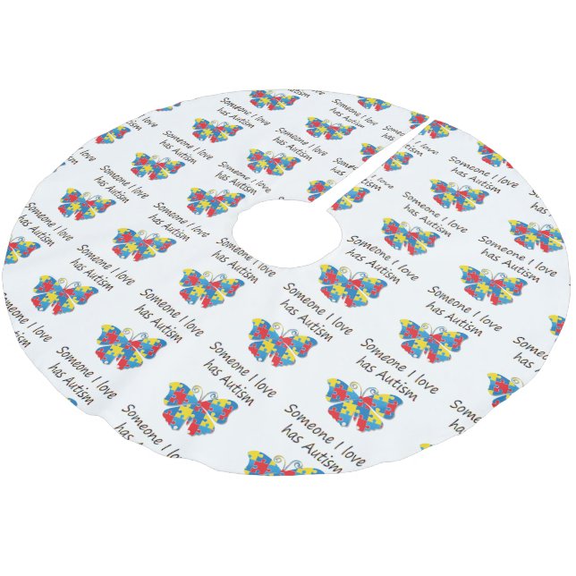 Someone I love has autism (multi) Brushed Polyester Tree Skirt (Angled)