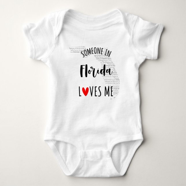 Someone In Florida Loves Me Map Baby Bodysuit (Front)