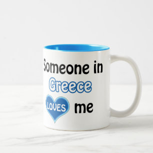 Someone in Greece loves me Two-Tone Coffee Mug