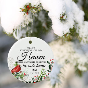 Someone In Heaven Cardinal Greenery Photo Ceramic Ornament