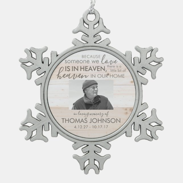 Someone In Heaven Snowflake Photo Ornament (Front)