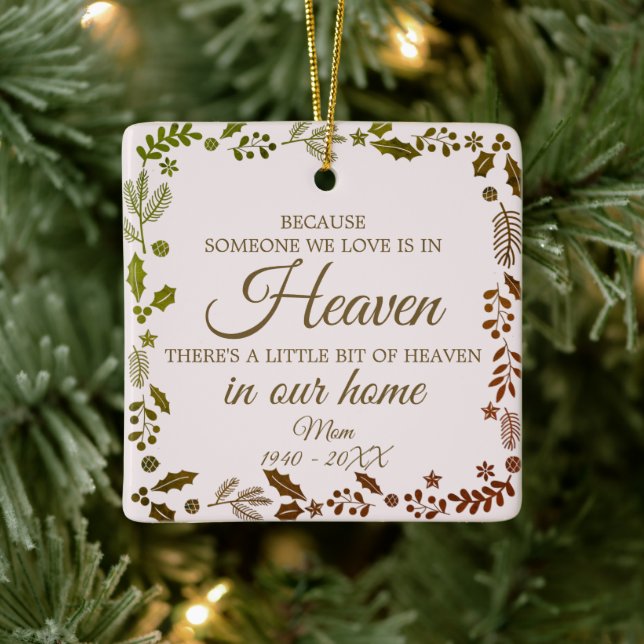 Someone In Heaven Winter Greenery Photo Ceramic Ornament (Tree)