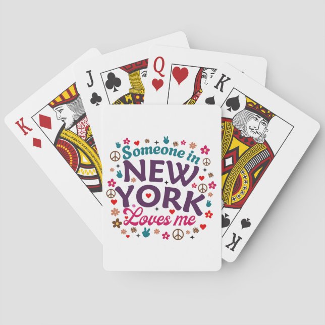Someone in New York Loves Me Retro Funny Design Playing Cards (Back)