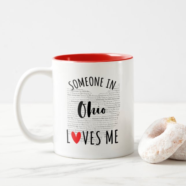 Someone In Ohio Loves Me Map Coffee Mug (With Donut)