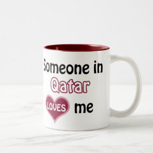 Someone in Qatar loves me Two-Tone Coffee Mug