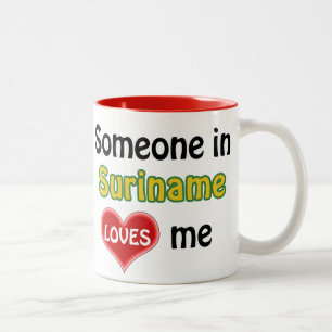 Someone in Surinam loves me Two-Tone Coffee Mug