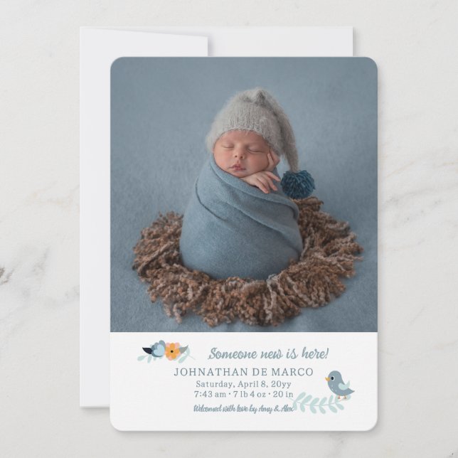 Someone New Is Here Photo Birth Announcement (Front)