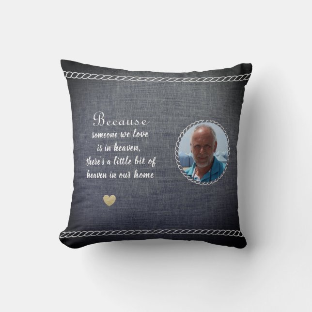  Someone we love is in Heaven Photo Memorial Grey  Cushion (Front)
