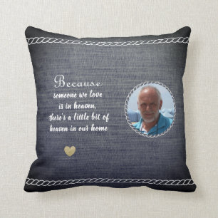 Someone we love is in Heaven Photo Memorial Grey Cushion