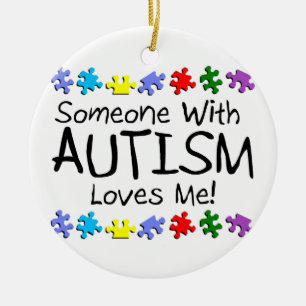 Someone with Autism Loves Me Autism Puzzle Ceramic Tree Decoration