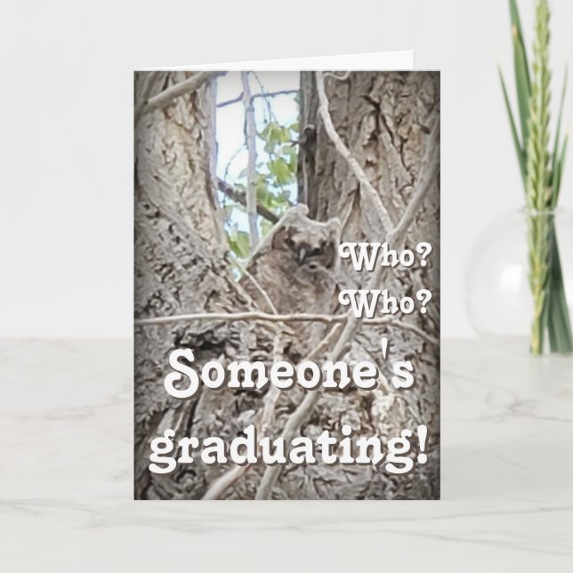 Someone's Graduating Who Who Owlet in Tree  Card (Front)