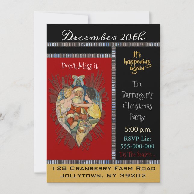 Someone's Kissing Santa Christmas Party Invitation (Front)