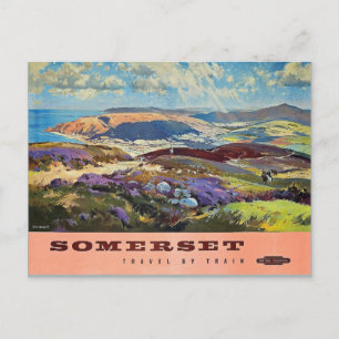Somerset by train travel poster postcard