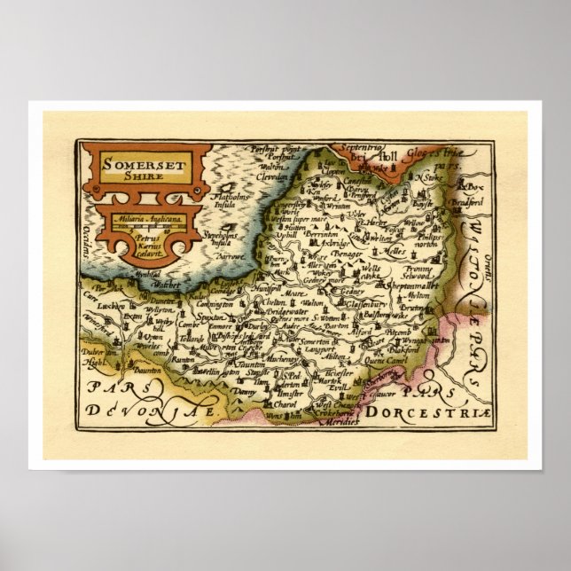 Somerset County England Old Antiquarian Atlas Map Poster (Front)