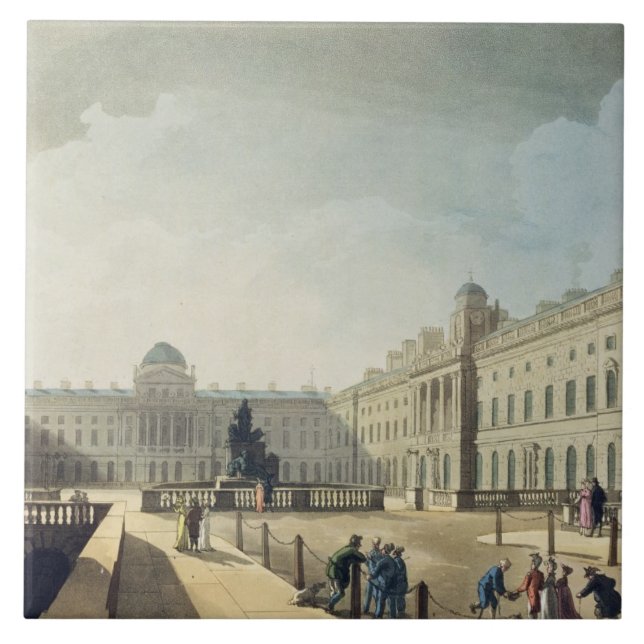Somerset House, Strand, from 'Ackermann's Microcos Tile (Front)