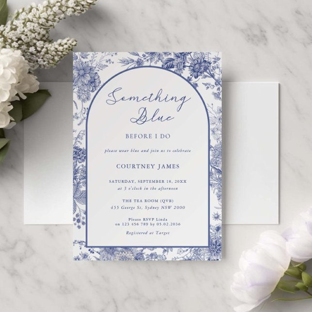 Somethign Blue Toile French Blue Bridal Shower Invitation (Creator Uploaded)