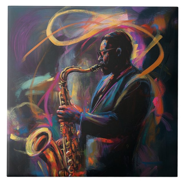 Something about a Saxophone…  Ceramic Tile (Front)