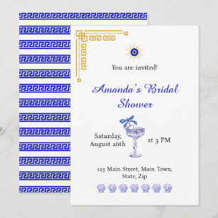 Something Blue and Greek Bridal Shower Invitation