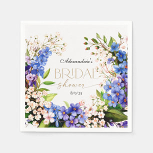 Something Blue: Baby’s Breath & Flax Bridal Shower Napkin