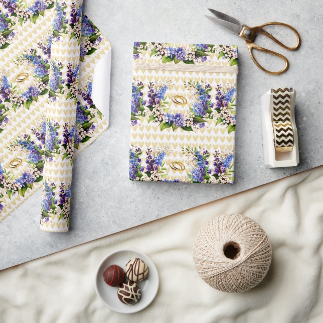 Something Blue: Baby’s Breath & Flax Bridal Shower Wrapping Paper (Crafts)