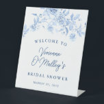 Something Blue Beflore I Do Bridal Shower Welcome Pedestal Sign<br><div class="desc">Welcome your guests in style with this blue floral welcome sign. All text is editable.</div>