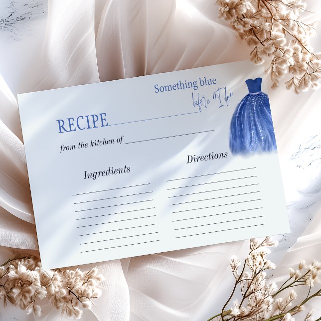 Something Blue Before Dress Bridal Shower Recipe Card (Creator Uploaded)