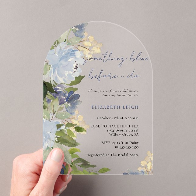 Something Blue Before I Do Arch Bridal Shower  Acrylic Invitations (Insitu (Handheld))