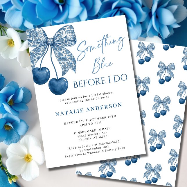 Something Blue Before I Do Blue Bow Bridal Shower Invitation (Creator Uploaded)