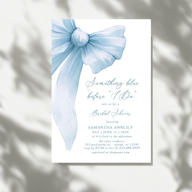 Something Blue Before I Do  Blue Bow Bridal Shower Invitation (Creator Uploaded)