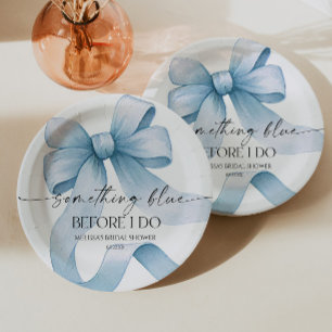 Something Blue Before I Do Blue Bow Bridal Shower Paper Plate