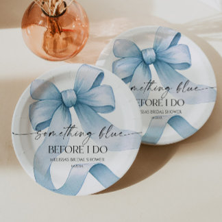 Something Blue Before I Do Blue Bow Bridal Shower Paper Plate